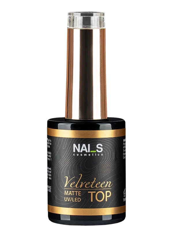 Matte top coat without a tacky layer:●creates a velvety finish●does not alter the gel polish/gel shade●compatible with both light and dark pigments●perfectly durable●does not wear out with time or begin to shine●does not peel or crack●does not color the gel polish/gel finishVolume: 8 ml/ 15mlPolymerization time: LED — 30 sec, UV — 1 min...