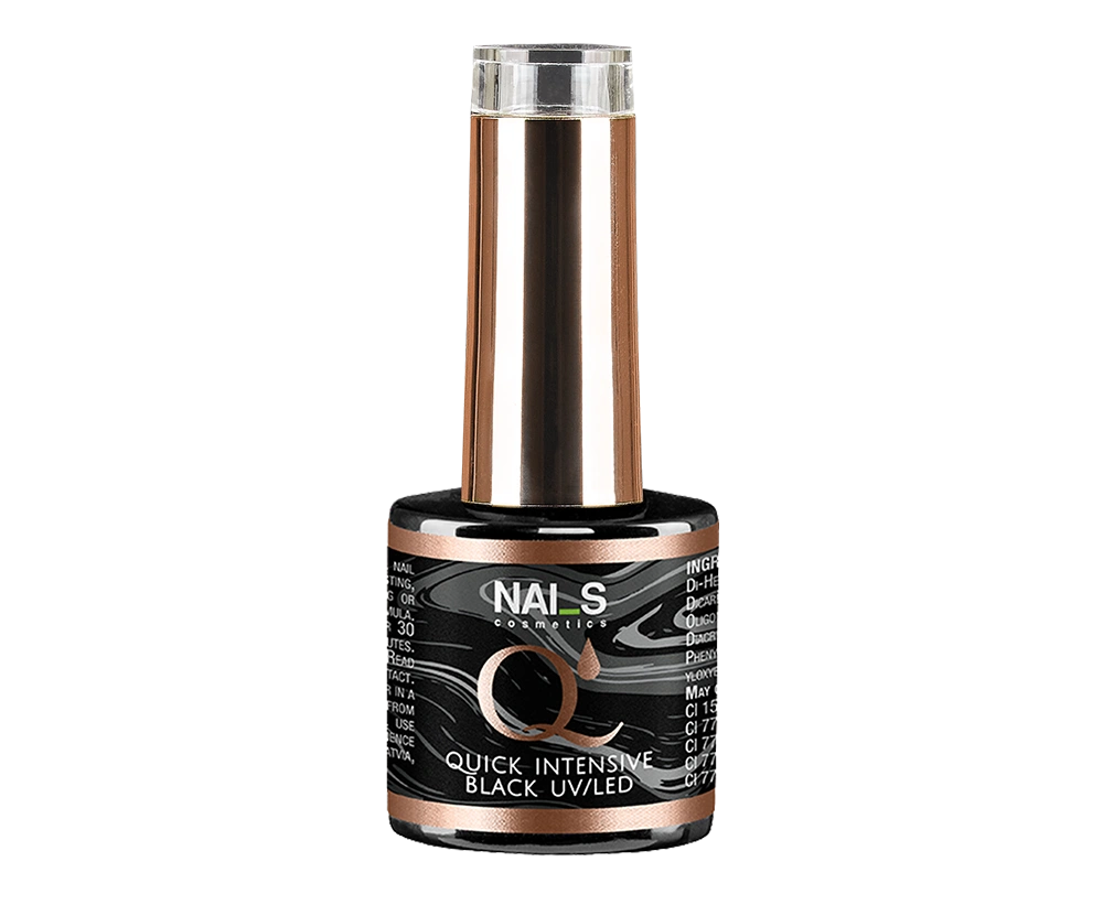 
  Quick Intensive Black – highly pigmented black gel polish.
  Provides even coverage in one coat without streaks – thanks to its high pigmentation, ...