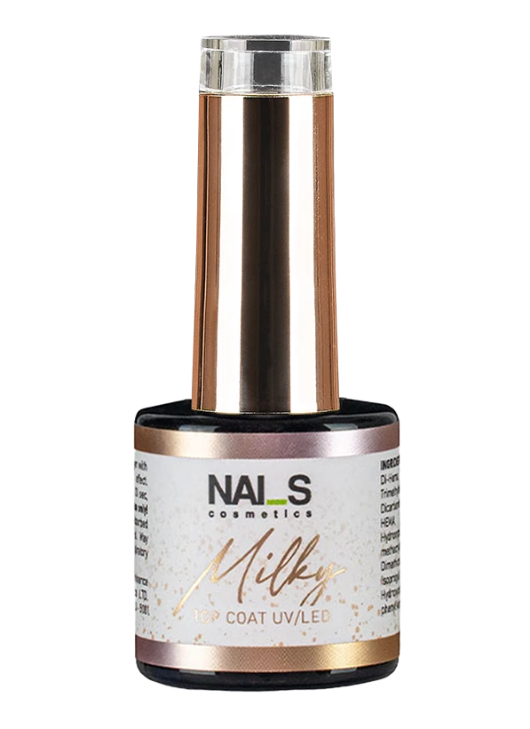 Top coating without a sticky layer with a masking, slightly milky effect. Medium consistency, does not turn yellow or crack. Designed to cover the entire nail or create modern designs. Suitable for creating the effect of Baby Boomer and Ombre. The top will help to mask imperfections, as well as create a French manicure with a milky effect.  Designed for use on top of gel polish and gel.The polymerization time in the lamp is 30sec, UV 1min....