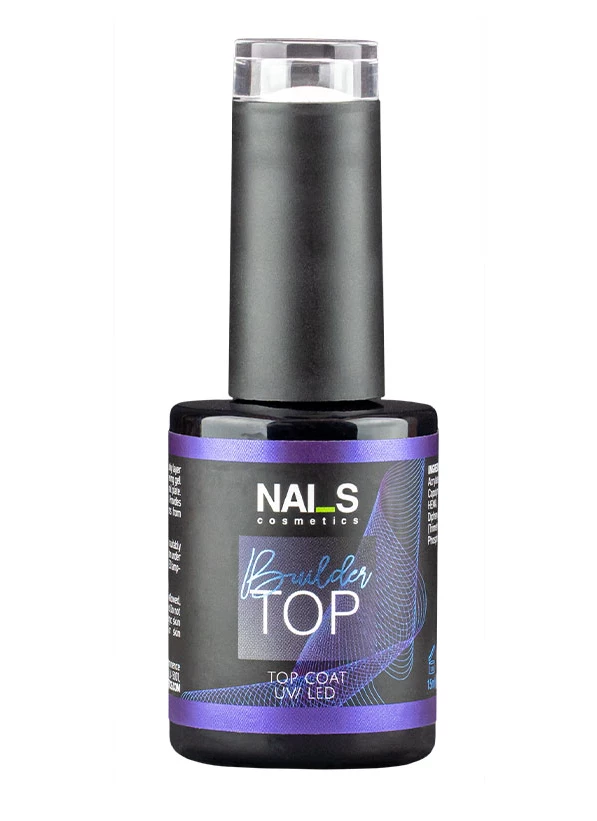 Builder Top coat without a tacky layer for leveling out and strengthening gel polish/gel coat.It has a relatively thick consistency, so it is also suitable for use over 3D designs.The top coat provides an excellent shine up until the next manicure. It does not alter the base color, does not crack, does not yellow, and accentuates the shade of any gel polish/gel color. Moreover, it protects the manicure from scratches.With a change in the temperature of the environment, for example, in summer tim...