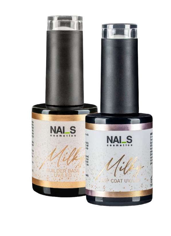 Milky Top UV/LEDTop coating without a sticky layer with a masking, slightly milky effect. Medium consistency, does not turn yellow or crack. Designed to cover the entire nail or create modern designs. Suitable for creating the effect of Baby Boomer and Ombre. The top will help to mask imperfections, as well as create a French manicure with a milky effect.  Designed for use on top of gel polish and gel.The polymerization time in the lamp is 30sec, UV 1min.Quick Builder MILKY BASE UV/LED Gel, 15ml...