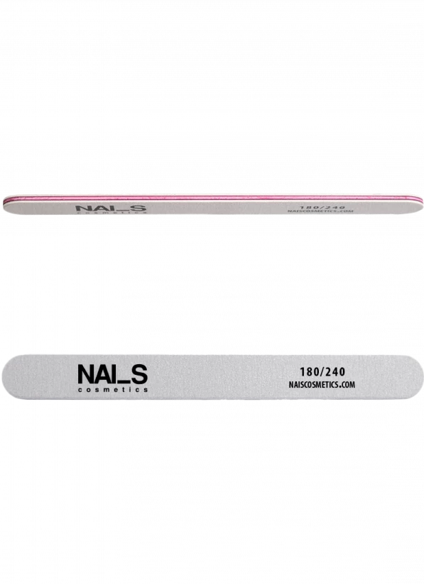 Long-lasting nail care file 180/240 grits, designed for natural nail, gel or acrylic treatment. Their ergonomically designed form greatly facilitates the work. Its design provides comfortable, effective and safe nail file....