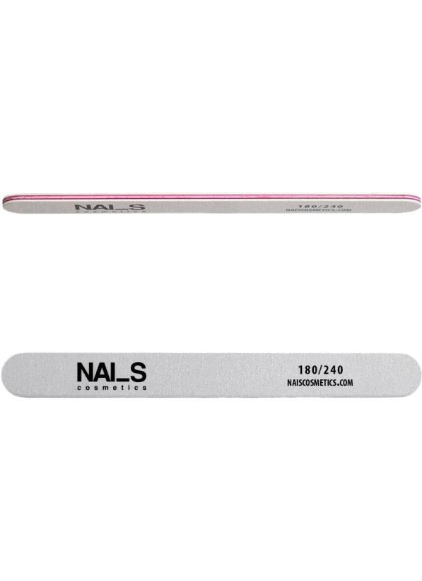 Long-lasting nail care file 180/240 grits, designed for natural nail, gel or acrylic treatment. Their ergonomically designed form greatly facilitates the work. Its design provides comfortable, effective and safe nail file....