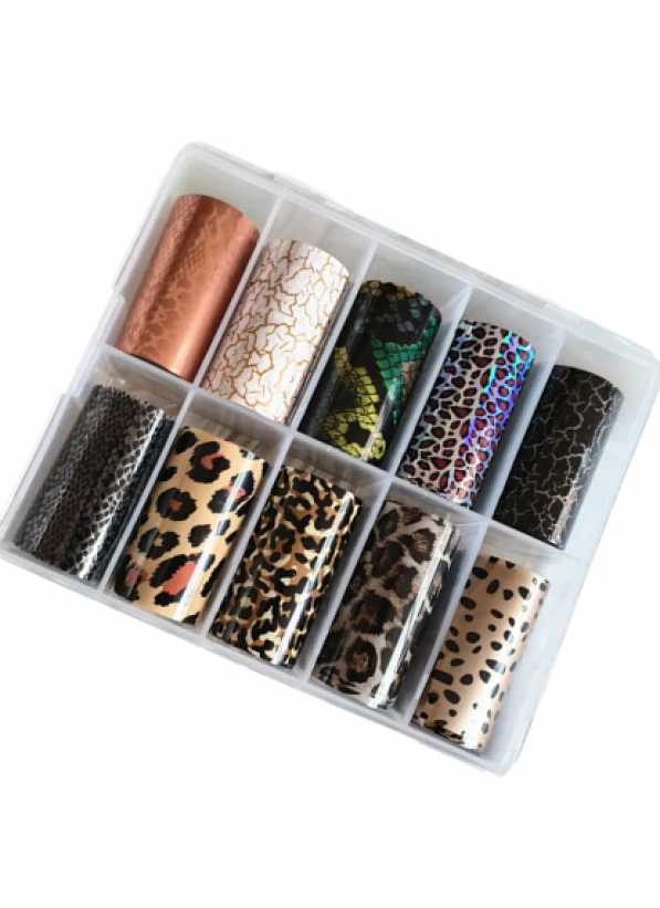Foil for nail art.Suitable for both sculpted nails and gel polish finish.The kit includes 10pcs...